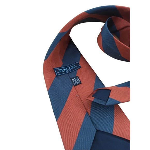 TINCATI Orange Striped Silk Tie ITALY 57"/4" EC - Picture 2 of 10